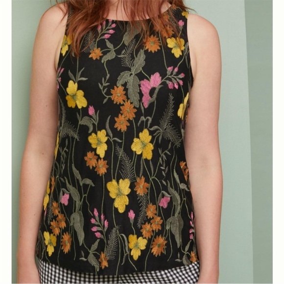 Anthropologie Meadow Rue black embroidered floral tank size L - Picture 4 of 9